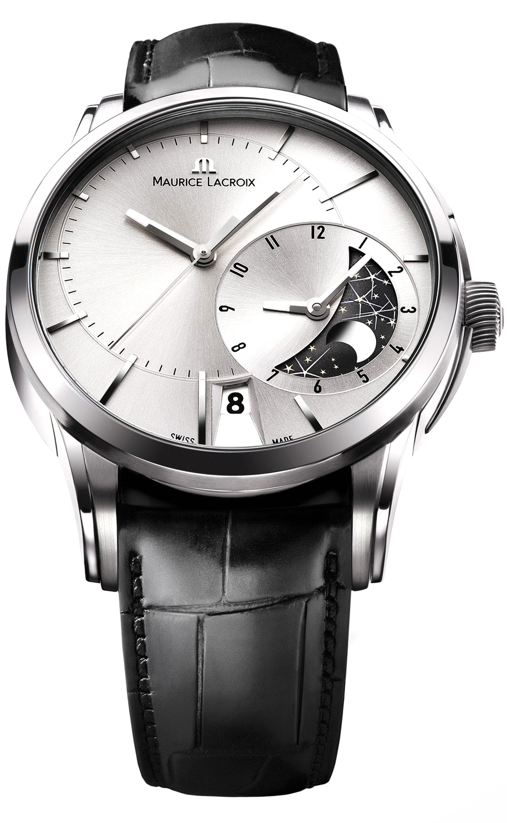 Maurice Lacroix Pontos PT6118-SS001-131 Maurice Lacroix Pontos PT6118-SS001-131Наручные часы<br>Швейцарские часы Maurice Lacroix Pontos PT6118-SS001-131Данная модель — яркий представитель коллекции Pontos. Это стильные Мужские часы. Материал корпуса часов — Сталь. Ремень — Кожа. Циферблат часов защищает Сапфировое стекло. Водозащита - 50 м. В данной модели используются следующие усложнения: второе поясное время, . Корпус часов в диаметре 43мм.<br><br>Пол: Мужские<br>Страна-производитель: Швейцария<br>Механизм: Механический<br>Материал корпуса: Сталь<br>Материал ремня/браслета: Кожа<br>Водозащита, диапазон: 20 - 100 м<br>Стекло: Сапфировое<br>Толщина корпуса: None<br>Стиль: None