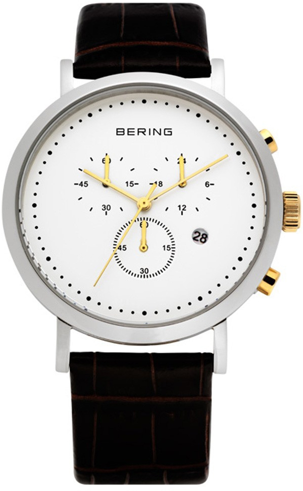 Bering Classic 10540-534 Bering Classic 10540-534Наручные часы<br>Швейцарские часы Bering Classic 10540-534<br><br>Пол: Мужские<br>Страна-производитель: Швейцария<br>Механизм: Кварцевый<br>Материал корпуса: Сталь<br>Материал ремня/браслета: Кожа<br>Водозащита, диапазон: 20 - 100 м<br>Стекло: Сапфировое<br>Толщина корпуса: None<br>Стиль: Классика