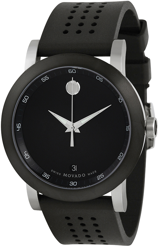 Movado Museum Sport 0606507 Movado Museum Sport 0606507Наручные часы<br>Швейцарские часы Movado Museum Sport 606507 Данная модель — яркий представитель коллекции Museum Sport. Это мужские часы. Материал корпуса часов — сталь. Стекло - сапфировое. Часы выдерживают давление на глубине 30 м. Основной цвет циферблата черный. Циферблат часов содержит часы, минуты. В этих часах используются такие усложнения как дата, . Корпус часов в диаметре 42,5мм.<br><br>Пол: Мужские<br>Страна-производитель: Швейцария<br>Механизм: Кварцевый<br>Материал корпуса: Сталь<br>Материал ремня/браслета: Каучук<br>Водозащита, диапазон: 20 - 100 м<br>Стекло: Сапфировое<br>Толщина корпуса: None<br>Стиль: Мода