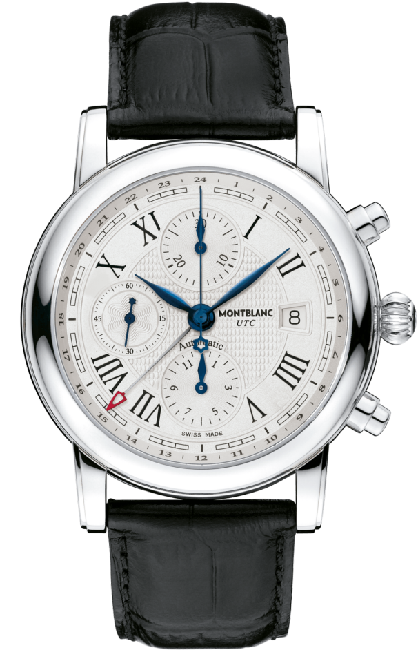 Montblanc Star 107113 Montblanc Star 107113Наручные часы<br>Швейцарские часы Montblanc Star Chronograph UTC Automatic 107113Современный альпинизм зародился в конце XVIII века, когда отважные альпинисты впервые ступили на вершину высочайшей в Европе горы Монблан. Практически одновременно более чем в 1 000 километрах к северу, в расположенном в пригороде Лондона городе Гринвич было введено среднее время по Гринвичу, ставшее точкой отсчета времени во всем мире, что также положило начало новой эпохе. В модели Montblanc Star Chronograph UTC Automatic представлены оба выдающихся достижения. Украсивший циферблат изысканный гильошированный узор в виде эмблемы Montblanc символизирует поразительное величие высочайшей горы Альпийского массива. Стрелка индикатора времени второго часового пояса ведет отсчет времени, перемещаясь вдоль нанесенной на внешний край циферблата 24-часовой шкалы. Выпуклое сапфировое стекло с двойным антибликовым покрытием. Механизм - Montblanc MB 25.03 - механический с автоподзаводом, 28800 полуколебаний/час, 25 камней, около 46 часов запас хода. Диаметр корпуса - 42 мм. Ремешок из кожи аллигатора. Водозащита - 30 метров.<br><br>Пол: Мужские<br>Страна-производитель: Швейцария<br>Механизм: Механический<br>Материал корпуса: Сталь<br>Материал ремня/браслета: Кожа<br>Водозащита, диапазон: 20 - 100 м<br>Стекло: Сапфировое<br>Толщина корпуса: 14,7 мм<br>Стиль: Классика