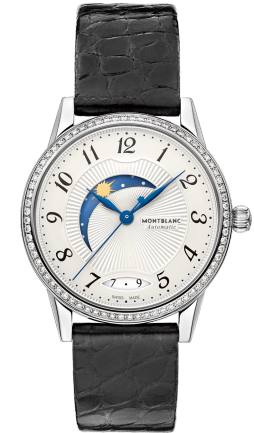Montblanc Boheme 112500 Montblanc Boheme 112500Наручные часы<br>Швейцарские часы Montblanc Boheme Day & Night 112500<br><br>Пол: Женские<br>Страна-производитель: Франция<br>Механизм: Механический<br>Материал корпуса: Сталь<br>Материал ремня/браслета: Кожа<br>Водозащита, диапазон: 20 - 100 м<br>Стекло: Сапфировое<br>Толщина корпуса: 9,53 мм<br>Стиль: Классика
