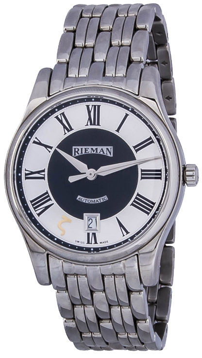 Rieman Sfero Automatic R1140.591.012 Rieman Sfero Automatic R1140.591.012Наручные часы<br>Швейцарские часы Rieman Sfero Automatic R1140.591.012Часы принадежат коллекции Sfero Automatic. Это великолепные мужские часы. Материал корпуса часов — сталь. Циферблат часов защищает сапфировое стекло. Водозащита - 30 м. Основной цвет циферблата серый с черным. Из основных функций на циферблате представлены: часы, минуты, секунды. В этих часах используются такие усложнения как дата, . Корпус часов в диаметре 40мм.<br><br>Пол: Мужские<br>Страна-производитель: Швейцария<br>Механизм: Механический<br>Материал корпуса: Сталь<br>Материал ремня/браслета: Сталь<br>Водозащита, диапазон: 20 - 100 м<br>Стекло: Сапфировое<br>Толщина корпуса: None<br>Стиль: Классика