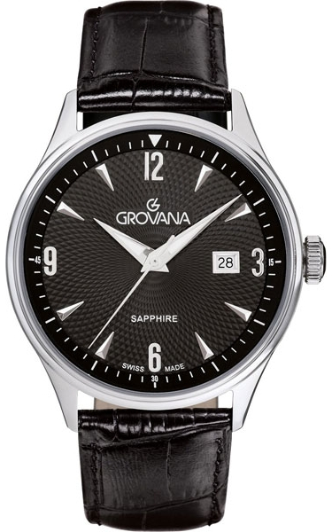 Grovana Traditional 1191.1537 Grovana Traditional 1191.1537Наручные часы<br>Швейцарские часы Grovana Traditional 1191.1537<br><br>Пол: Мужские<br>Страна-производитель: Швейцария<br>Механизм: Кварцевый<br>Материал корпуса: Сталь<br>Материал ремня/браслета: Кожа<br>Водозащита, диапазон: None<br>Стекло: Сапфировое<br>Толщина корпуса: 8 мм<br>Стиль: None