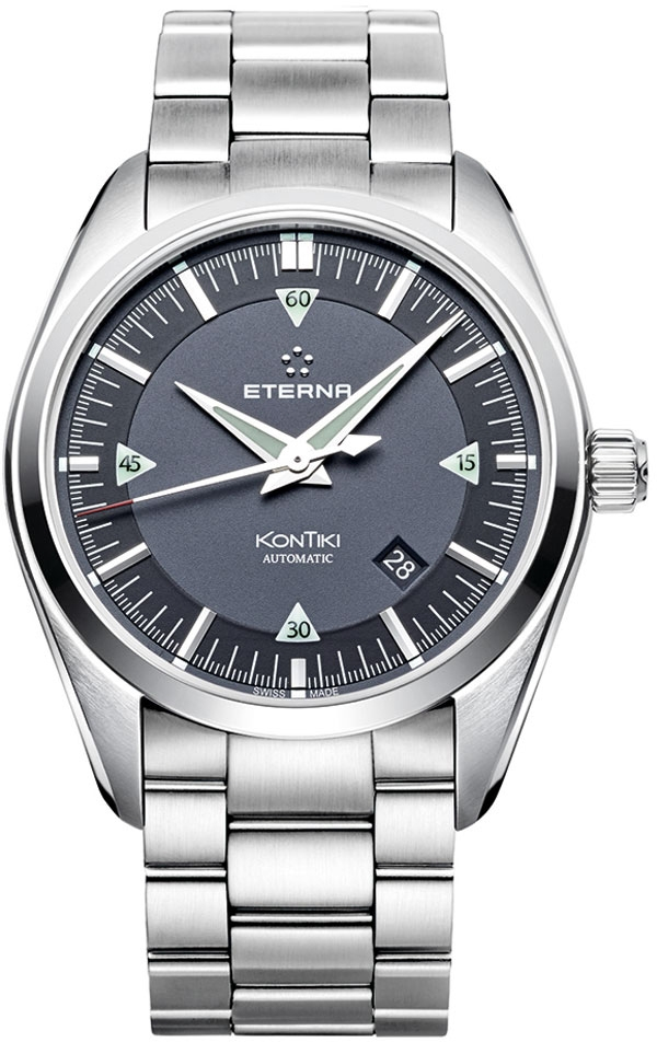 Eterna Kontiki Date 1222.41.41.0217 Eterna Kontiki Date 1222.41.41.0217Наручные часы<br>Швейцарские часы Eterna Kontiki Date 1222.41.41.0217<br><br>Пол: Мужские<br>Страна-производитель: Швейцария<br>Механизм: Механический<br>Материал корпуса: Сталь<br>Материал ремня/браслета: Сталь<br>Водозащита, диапазон: 200 - 800 м<br>Стекло: Сапфировое<br>Толщина корпуса: 12 мм<br>Стиль: Классика