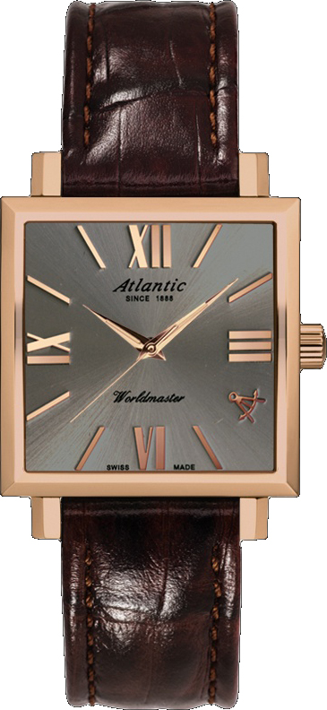 Atlantic Worldmaster 14350.44.48 Atlantic Worldmaster 14350.44.48Наручные часы<br>Швейцарские часы 88 Rue Du Rhone Worldmaster 14350.44.48 Модель входит в коллекцию Worldmaster. Это настоящие женские часы. Материал корпуса часов — сталь. В этой модели стоит минеральное стекло. Водозащита - 30 м. Цвет циферблата - серый. Из основных функций на циферблате представлены: часы, минуты, секунды. В этой модели используются такие усложнения как дата, . Диаметр корпуса часов составляет 29х29мм.<br><br>Пол: Женские<br>Страна-производитель: None<br>Механизм: Кварцевый<br>Материал корпуса: Сталь<br>Материал ремня/браслета: Кожа<br>Водозащита, диапазон: None<br>Стекло: Минеральное<br>Толщина корпуса: None<br>Стиль: Классика
