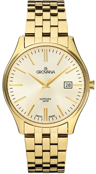 Grovana Traditional 1568.1111 Grovana Traditional 1568.1111Наручные часы<br>Швейцарские часы Grovana Traditional 1568.1111<br><br>Пол: Мужские<br>Страна-производитель: Швейцария<br>Механизм: Кварцевый<br>Материал корпуса: Сталь<br>Материал ремня/браслета: Сталь<br>Водозащита, диапазон: None<br>Стекло: Сапфировое<br>Толщина корпуса: 6 мм<br>Стиль: None