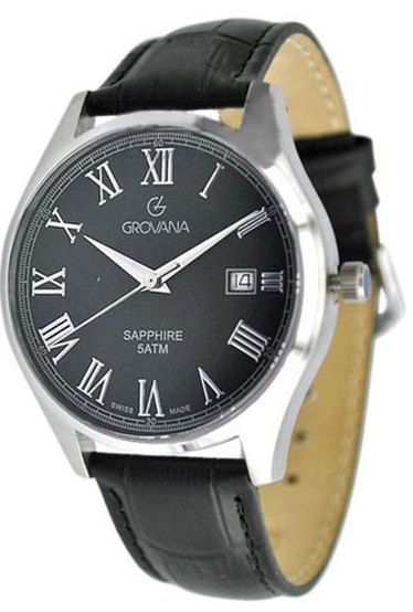 Grovana 1568.1334 Grovana 1568.1334Наручные часы<br>Швейцарские часы Grovana Traditional 1568.1334<br><br>Пол: Мужские<br>Страна-производитель: Швейцария<br>Механизм: Кварцевый<br>Материал корпуса: Сталь<br>Материал ремня/браслета: Кожа<br>Водозащита, диапазон: 30 - 60 м<br>Стекло: Сапфировое<br>Толщина корпуса: None<br>Стиль: Классика