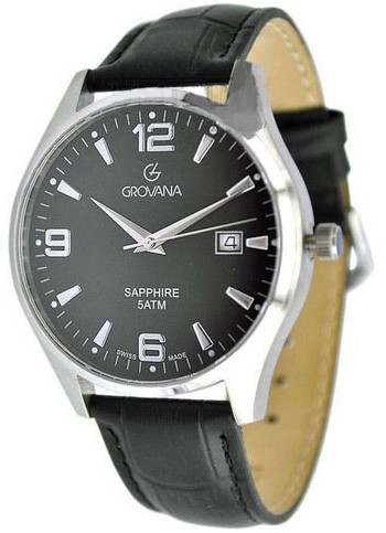 Grovana Traditional 1568.1337 Grovana Traditional 1568.1337Наручные часы<br>Швейцарские часы Grovana Traditional 1568.1337<br><br>Пол: Мужские<br>Страна-производитель: Швейцария<br>Механизм: Кварцевый<br>Материал корпуса: Сталь<br>Материал ремня/браслета: Кожа<br>Водозащита, диапазон: None<br>Стекло: Сапфировое<br>Толщина корпуса: 6 мм<br>Стиль: None