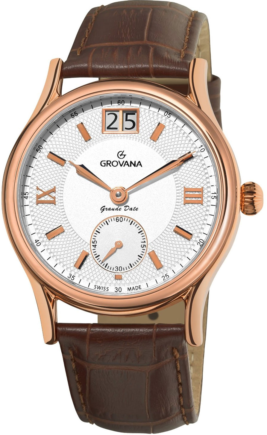 Grovana Mechanical 1725.1562 Grovana Mechanical 1725.1562Наручные часы<br>Швейцарские часы Grovana Mechanical 1725.1562<br><br>Пол: Мужские<br>Страна-производитель: Швейцария<br>Механизм: Кварцевый<br>Материал корпуса: Сталь<br>Материал ремня/браслета: Кожа<br>Водозащита, диапазон: None<br>Стекло: Сапфировое<br>Толщина корпуса: None<br>Стиль: None
