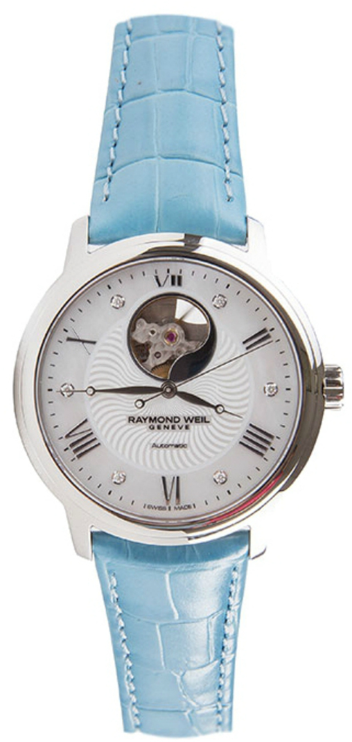 Raymond Weil Maestro 2227-STC-00966-AZUR Raymond Weil Maestro 2227-STC-00966-AZURНаручные часы<br>Швейцарские часы Raymond Weil Maestro 2227-STC-00966-AZUR<br><br>Пол: Женские<br>Страна-производитель: Швейцария<br>Механизм: Механический<br>Материал корпуса: Сталь<br>Материал ремня/браслета: Кожа<br>Водозащита, диапазон: None<br>Стекло: Сапфировое<br>Толщина корпуса: None<br>Стиль: None