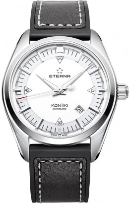 Eterna Kontiki Date 1222.41.11.1302 Eterna Kontiki Date 1222.41.11.1302Наручные часы<br>Швейцарские часы Eterna Kontiki Date 1222.41.11.1302<br><br>Пол: Мужские<br>Страна-производитель: Швейцария<br>Механизм: Механический<br>Материал корпуса: Сталь<br>Материал ремня/браслета: Кожа<br>Водозащита, диапазон: 200 - 800 м<br>Стекло: Сапфировое<br>Толщина корпуса: 12 мм<br>Стиль: Классика