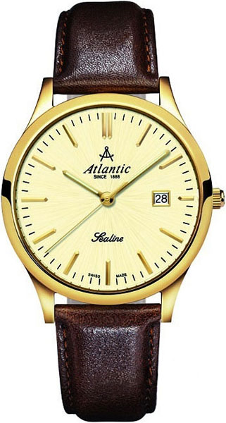 Atlantic Sealine 22341.45.31 Atlantic Sealine 22341.45.31Наручные часы<br>Швейцарские часы Atlantic Sealine 22341.45.31<br><br>Пол: Женские<br>Страна-производитель: Швейцария<br>Механизм: Кварцевый<br>Материал корпуса: Сталь<br>Материал ремня/браслета: Кожа<br>Водозащита, диапазон: None<br>Стекло: Сапфировое<br>Толщина корпуса: None<br>Стиль: None