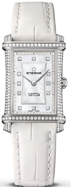 Eterna Contessa Two-Hands 2410.51.67.1224 Eterna Contessa Two-Hands 2410.51.67.1224Наручные часы<br>Швейцарские часы Eterna Contessa Two-Hands 2410.51.67.1224Модель входит в коллекцию Contessa Two-Hands. Это настоящие женские часы. Материал корпуса часов — сталь. Стекло - сапфировое. Водозащита этой модели 50 м. Цвет циферблата - белый. Часы обладают корпусом 25х33мм. При создании этих часов использованы натуральные бриллианты.<br><br>Пол: Женские<br>Страна-производитель: Швейцария<br>Механизм: Кварцевый<br>Материал корпуса: Сталь<br>Материал ремня/браслета: Кожа<br>Водозащита, диапазон: 20 - 100 м<br>Стекло: Сапфировое<br>Толщина корпуса: None<br>Стиль: Классика