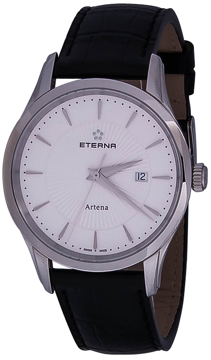 Eterna Artena 2520.41.11.1258 Eterna Artena 2520.41.11.1258Наручные часы<br>Швейцарские часы Eterna Artena 2520.41.11.1258Часы принадежат коллекции Artena. Это настоящие мужские часы. Материал корпуса часов — сталь. В этих часах используется сапфировое стекло. Водозащита - 30 м.<br><br>Пол: Мужские<br>Страна-производитель: Швейцария<br>Механизм: Кварцевый<br>Материал корпуса: Сталь<br>Материал ремня/браслета: Кожа<br>Водозащита, диапазон: 20 - 100 м<br>Стекло: Сапфировое<br>Толщина корпуса: None<br>Стиль: None