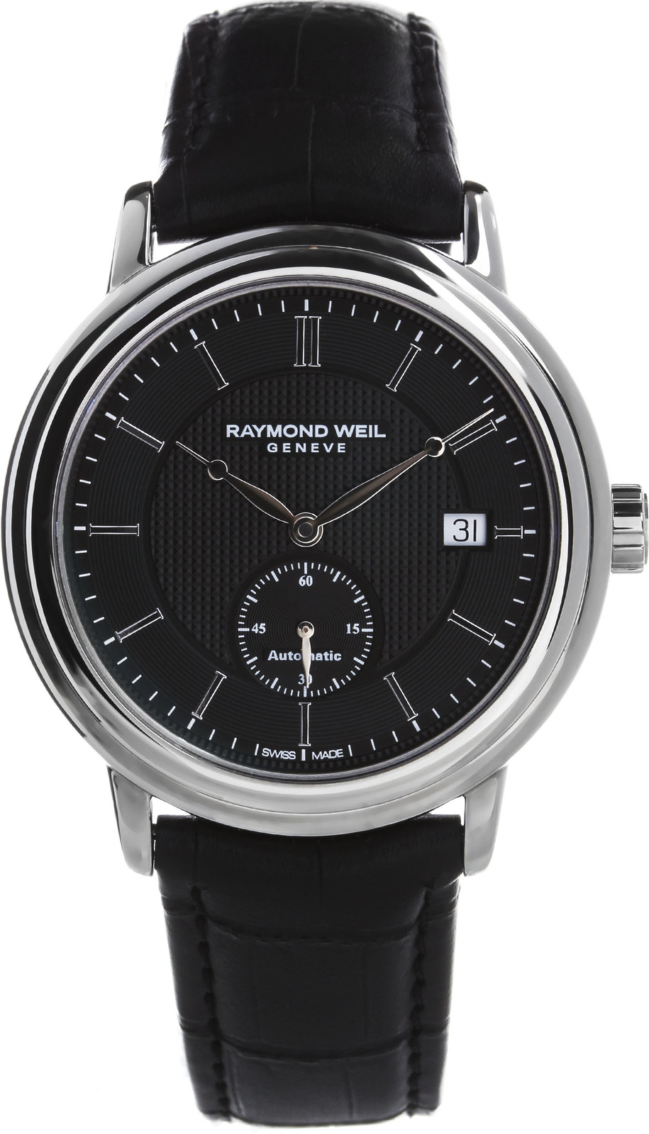 Raymond Weil Maestro 2838-STC-20001 Raymond Weil Maestro 2838-STC-20001Наручные часы<br>Швейцарские часы Raymond Weil Maestro 2838-STC-20001<br><br>Пол: Мужские<br>Страна-производитель: Швейцария<br>Механизм: Механический<br>Материал корпуса: Сталь<br>Материал ремня/браслета: Кожа<br>Водозащита, диапазон: 20 - 100 м<br>Стекло: Сапфировое<br>Толщина корпуса: 10 мм<br>Стиль: Классика