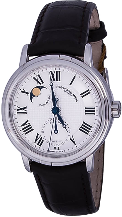 Raymond Weil Maestro 2839-STC-00659 Raymond Weil Maestro 2839-STC-00659Наручные часы<br>Швейцарские часы Raymond Weil Maestro 2839-STC-00659Часы принадежат коллекции Maestro. Это стильные мужские часы. Материал корпуса часов — сталь. Циферблат часов защищает сапфировое стекло. Часы этой модели обладают водозащитой 50 м. Основной цвет циферблата серый. Диаметр корпуса часов составляет 39,5мм.<br><br>Пол: Мужские<br>Страна-производитель: Швейцария<br>Механизм: Механический<br>Материал корпуса: Сталь<br>Материал ремня/браслета: Кожа<br>Водозащита, диапазон: 20 - 100 м<br>Стекло: Сапфировое<br>Толщина корпуса: None<br>Стиль: Классика