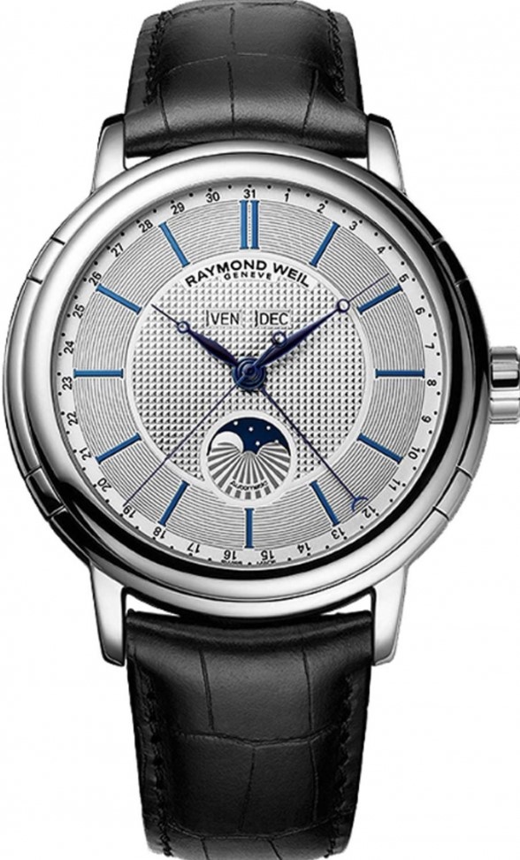 Raymond Weil Maestro 2869-STC-65001 Raymond Weil Maestro 2869-STC-65001Наручные часы<br>Швейцарские часы Raymond Weil Maestro 2869-STC-65001<br><br>Пол: Мужские<br>Страна-производитель: Швейцария<br>Механизм: Механический<br>Материал корпуса: Сталь<br>Материал ремня/браслета: Кожа<br>Водозащита, диапазон: 20 - 100 м<br>Стекло: Сапфировое<br>Толщина корпуса: 11 мм<br>Стиль: Классика