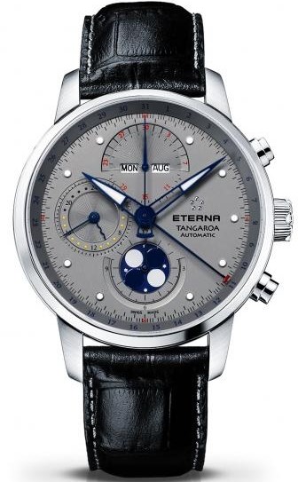 Eterna Tangaroa 2949.41.16.1261 Eterna Tangaroa 2949.41.16.1261Наручные часы<br>Швейцарские часы Eterna Tangaroa 2949.41.16.1261Часы входят в модельный ряд коллекции Tangaroa. Это великолепные мужские часы. Материал корпуса часов — сталь. Циферблат часов защищает сапфировое стекло. Водозащита этой модели 50 м.<br><br>Пол: Мужские<br>Страна-производитель: Швейцария<br>Механизм: Механический<br>Материал корпуса: Сталь<br>Материал ремня/браслета: Кожа<br>Водозащита, диапазон: 20 - 100 м<br>Стекло: Сапфировое<br>Толщина корпуса: None<br>Стиль: None