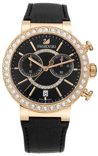 Swarovski 5055209 Swarovski 5055209Наручные часы<br>Швейцарские часы Swarovski Citra Sphere Chrono Black Rose Gold Tone Watch 5055209<br><br>Пол: Женские<br>Страна-производитель: Швейцария<br>Механизм: Кварцевый<br>Материал корпуса: Сталь<br>Материал ремня/браслета: Кожа<br>Водозащита, диапазон: 20 - 100 м<br>Стекло: Сапфировое<br>Толщина корпуса: None<br>Стиль: None