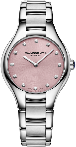 Raymond Weil Noemia 5132-ST-80081 Raymond Weil Noemia 5132-ST-80081Наручные часы<br>Швейцарские часы Raymond Weil Noemia 5132-ST-80081Кварцевые часы. Водостойкость WR 50. Часы, минуты. Корпус выполнен из нержавеющей стали. Диаметр корпуса 32 мм, толщина 7.6 мм. Сапфировое стекло. Завинчивающаяся задняя крышка. Браслет из нержавеющей стали. Циферблат украшен 12 бриллиантами 0.07К.<br><br>Пол: Женские<br>Страна-производитель: Швейцария<br>Механизм: Кварцевый<br>Материал корпуса: Сталь<br>Материал ремня/браслета: None<br>Водозащита, диапазон: None<br>Стекло: Сапфировое<br>Толщина корпуса: 7,58 мм<br>Стиль: None