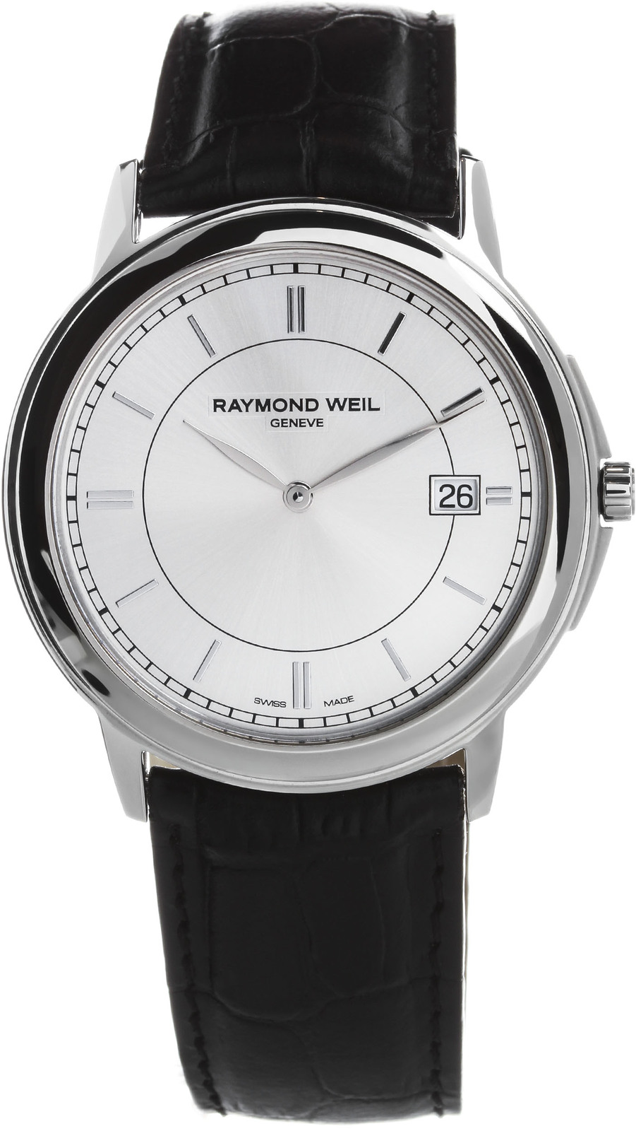 Raymond Weil Tradition 54661-STC-65001 Raymond Weil Tradition 54661-STC-65001Наручные часы<br>Швейцарские часы Raymond Weil Tradition 54661-STC-65001Данная модель — яркий представитель коллекции Tradition. Это великолепные мужские часы. Материал корпуса часов — сталь. В этой модели стоит сапфировое стекло. Водозащита этих часов 50 м. Цвет циферблата - белый. Циферблат модели содержит часы, минуты. В данной модели используются следующие усложнения: дата, . Диаметр корпуса данной модели 39мм.<br><br>Пол: Мужские<br>Страна-производитель: Швейцария<br>Механизм: Кварцевый<br>Материал корпуса: Сталь<br>Материал ремня/браслета: Кожа<br>Водозащита, диапазон: 20 - 100 м<br>Стекло: Сапфировое<br>Толщина корпуса: None<br>Стиль: Классика