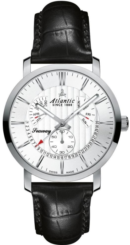 Atlantic 63560.41.21 Atlantic 63560.41.21Наручные часы<br>Швейцарские часы Atlantic 63560.41.21<br><br>Пол: Мужские<br>Страна-производитель: Швейцария<br>Механизм: Кварцевый<br>Материал корпуса: Сталь<br>Материал ремня/браслета: Кожа<br>Водозащита, диапазон: 20 - 100 м<br>Стекло: Сапфировое<br>Толщина корпуса: None<br>Стиль: Классика