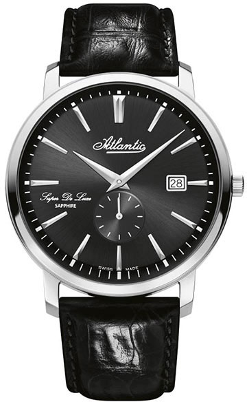 Atlantic Super De Luxe 64352.41.61 Atlantic Super De Luxe 64352.41.61Наручные часы<br>Швейцарские часы Atlantic Super De Luxe 64352.41.61<br><br>Пол: Мужские<br>Страна-производитель: Швейцария<br>Механизм: Кварцевый<br>Материал корпуса: Сталь<br>Материал ремня/браслета: Кожа<br>Водозащита, диапазон: None<br>Стекло: Сапфировое<br>Толщина корпуса: None<br>Стиль: None