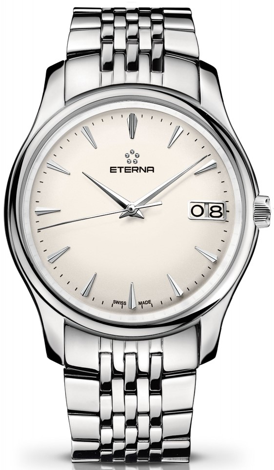 Eterna Vaughan Big Date 7630.41.61.1233 Eterna Vaughan Big Date 7630.41.61.1233Наручные часы<br>Швейцарские часы Eterna Vaughan Big Date 7630.41.61.1233Данная модель — яркий представитель коллекции Vaughan Big Date. Это модные мужские часы. Материал корпуса часов — сталь. Стекло - сапфировое. Водозащита - 50 м. Основной цвет циферблата белый. Размер данной модели 42мм.<br><br>Пол: Мужские<br>Страна-производитель: Швейцария<br>Механизм: Механический<br>Материал корпуса: Сталь<br>Материал ремня/браслета: Сталь<br>Водозащита, диапазон: 20 - 100 м<br>Стекло: Сапфировое<br>Толщина корпуса: None<br>Стиль: Классика