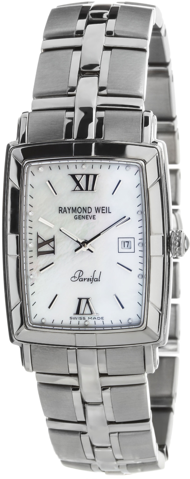 Raymond Weil Parsifal 9341-ST-00907 Raymond Weil Parsifal 9341-ST-00907Наручные часы<br>Швейцарские часы Raymond Weil Parsifal 9341-ST-00907Модель входит в коллекцию Parsifal. Это великолепные мужские часы. Материал корпуса часов — сталь. Стекло - сапфировое. Водозащита этой модели 100 м. Цвет циферблата - перламутр. Циферблат модели содержит часы, минуты. В этих часах используются такие усложнения как дата, . Корпус часов в диаметре 28х34мм.<br><br>Пол: Мужские<br>Страна-производитель: Швейцария<br>Механизм: Кварцевый<br>Материал корпуса: Сталь<br>Материал ремня/браслета: Сталь<br>Водозащита, диапазон: 100 - 150 м<br>Стекло: Сапфировое<br>Толщина корпуса: None<br>Стиль: Классика