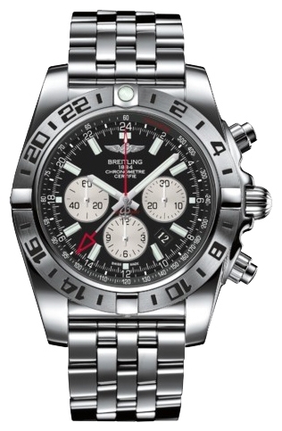 Breitling Chronomat AB0413B9/BD17/383A Breitling Chronomat AB0413B9/BD17/383AНаручные часы<br>Швейцарские часы Breitling Chronomat GMT AB0413B9/BD17/383ACерия часов Chronomat GMT – хронограф для путешественников – создана в 1984 году для авиаторов мирового масштаба. Это универсальные классические часы на каждый день. Цвет циферблата - черный. Материал корпуса часов — нержавеющая сталь 316L. Безель - вращающийся в обе стороны с 24-х часовой разметкой, завинчивающаяся заводная коронка, пушеры (кнопки) хронографа с ограничителями на резьбе. Механизм - Breitling B04 - четвертый из семейства мануфактурных (собственного производства) механизмов компании Breitling, индикация второго часового пояса дополнительной часовой стрелкой (GMT - Greenwich Mean Time), 28800 полуколебаний/час, 47 камней, сертифицированный хронометр C.O.S.C., быстрая корректировка даты, запас хода до 70 часов. Сапфировое стекло с двойным антибликовым покрытием. Водозащита - 500 м. Браслет - сталь. Диаметр корпуса 47 мм.<br><br>Для кого?: Мужские<br>Страна-производитель: Швейцария<br>Механизм: Механический<br>Материал корпуса: Сталь<br>Материал ремня/браслета: Сталь<br>Водозащита, диапазон: 200 - 800 м<br>Стекло: Сапфировое<br>Толщина корпуса: 18,35 мм<br>Стиль: Классика
