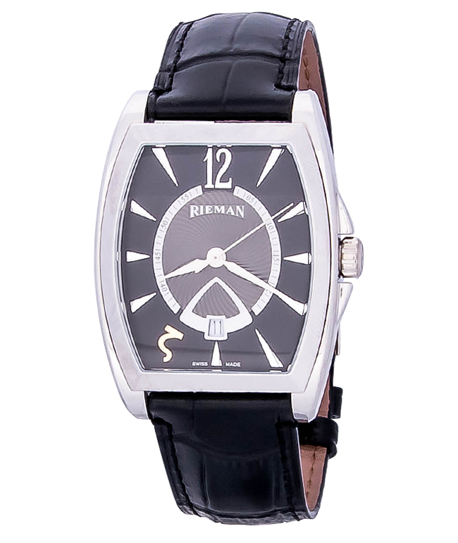 Rieman Bernhard R1540.136.212 Rieman Bernhard R1540.136.212Наручные часы<br>Швейцарские часы Rieman Bernhard R1540.136.212Модель входит в коллекцию Bernhard. Это модные мужские часы. Материал корпуса часов — сталь. Циферблат часов защищает сапфировое стекло. Водозащита этой модели 30 м. Основной цвет циферблата черный. Из основных функций на циферблате представлены: часы, минуты, секунды. В данной модели используются следующие усложнения: дата, . Диаметр корпуса 36.5х50мм.<br><br>Для кого?: Мужские<br>Страна-производитель: Швейцария<br>Механизм: Кварцевый<br>Материал корпуса: Сталь<br>Материал ремня/браслета: Кожа<br>Водозащита, диапазон: 20 - 100 м<br>Стекло: Сапфировое<br>Толщина корпуса: None<br>Стиль: Классика