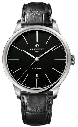 Perrelet Double Rotor A1075/1 Perrelet Double Rotor A1075/1Наручные часы<br>Швейцарские часы Perrelet TURBINE CHRONO A1075/1Спортивный стиль хронографов TURBINE CHRONO подчеркивается фиксированным безелем, оснащенным тахиметрической шкалой. У метки «6 часов» располагается небольшая апертура с датой. Лицевая сторона корпуса защищена сапфировыми стеклами, уложенными в два ряда: на одном стекле нанесен минутный счетчик, на другом - указатель красного цвета «Min». Центральную часть циферблата часов занимают лопасти турбийона, по периферии располагаются часовые индексы в виде крупных арабских цифр, покрытых люминесцентным составом. Задняя крышка часов покрыта сапфировым стеклом с антибликовым покрытие, сквозь которое можно рассмотреть механизм хронографа Turbine Chrono - Perrelet P-361 мануфактурного производства с двойным ротором. Циферблат защищает сапфировое стекло с двусторонним антибликовым покрытием. Водозащита - 50 м. Ремень - черный каучук. Диаметр корпуса - 47 мм.<br><br>Пол: Мужские<br>Страна-производитель: Швейцария<br>Механизм: Механический<br>Материал корпуса: Сталь<br>Материал ремня/браслета: Каучук<br>Водозащита, диапазон: 20 - 100 м<br>Стекло: Сапфировое<br>Толщина корпуса: 16 мм<br>Стиль: Спорт