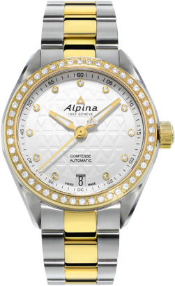 Alpina AL-525STD2CD3B Alpina AL-525STD2CD3BНаручные часы<br>Швейцарские часы Alpina Comtesse Automatic AL-525STD2CD3B<br><br>Пол: Женские<br>Страна-производитель: Швейцария<br>Механизм: Механический<br>Материал корпуса: Сталь<br>Материал ремня/браслета: Сталь<br>Водозащита, диапазон: 20 - 100 м<br>Стекло: Сапфировое<br>Толщина корпуса: None<br>Стиль: Мода