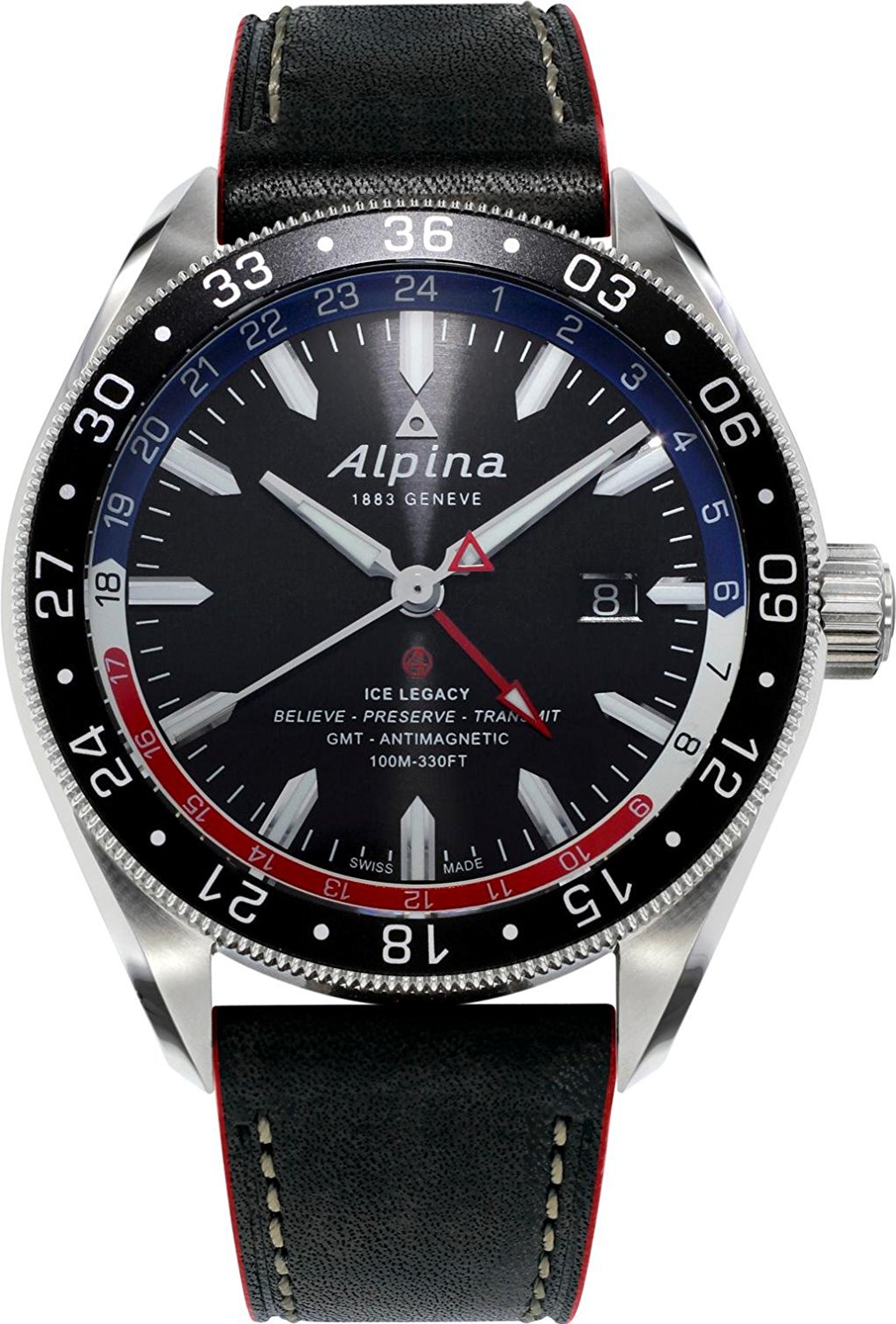 Alpina Alpiner GMT 4 AL-550GRN5AQ6 Alpina Alpiner GMT 4 AL-550GRN5AQ6Наручные часы<br>Швейцарские часы Alpina Alpiner GMT 4 AL-550GRN5AQ6<br><br>Пол: Мужские<br>Страна-производитель: Швейцария<br>Механизм: Механический<br>Материал корпуса: Сталь<br>Материал ремня/браслета: Кожа<br>Водозащита, диапазон: None<br>Стекло: Сапфировое<br>Толщина корпуса: None<br>Стиль: None