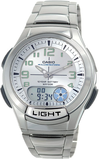 Casio AQ-180WD-7B Casio AQ-180WD-7BНаручные часы<br>Японские часы Casio AQ-180WD-7B<br><br>Пол: Мужские<br>Страна-производитель: Япония<br>Механизм: Кварцевый<br>Материал корпуса: Сталь<br>Материал ремня/браслета: Сталь<br>Водозащита, диапазон: None<br>Стекло: Пластиковое<br>Толщина корпуса: 15.6 мм<br>Стиль: None