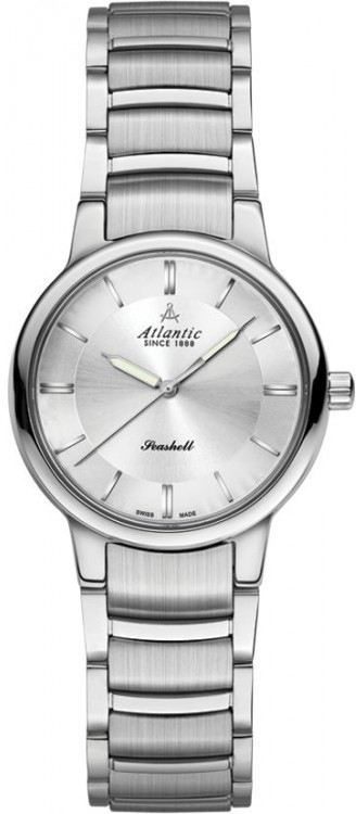 Atlantic Seashell 26355.41.21 Atlantic Seashell 26355.41.21Наручные часы<br>Швейцарские часы Atlantic Seashell 26355.41.21<br><br>Пол: Женские<br>Страна-производитель: Швейцария<br>Механизм: Кварцевый<br>Материал корпуса: Сталь<br>Материал ремня/браслета: Сталь<br>Водозащита, диапазон: 20 - 100 м<br>Стекло: Сапфировое<br>Толщина корпуса: 7 мм<br>Стиль: Классика