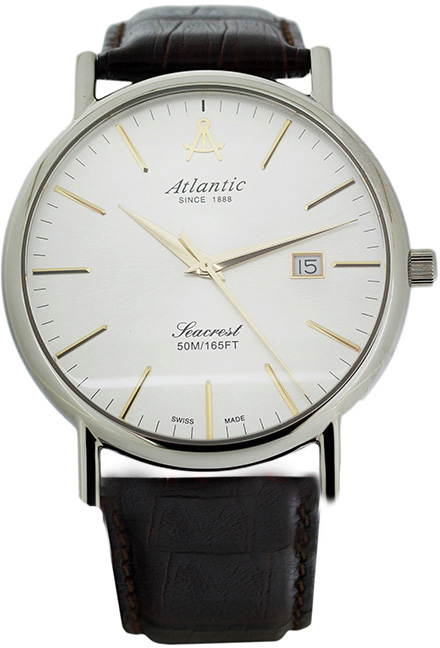 Atlantic Seacrest 50354.41.21G Atlantic Seacrest 50354.41.21GНаручные часы<br>Швейцарские часы Atlantic Seacrest 50354.41.21G<br><br>Пол: Мужские<br>Страна-производитель: Швейцария<br>Механизм: Кварцевый<br>Материал корпуса: Сталь<br>Материал ремня/браслета: Кожа<br>Водозащита, диапазон: 20 - 100 м<br>Стекло: Сапфировое<br>Толщина корпуса: 6 мм<br>Стиль: Классика
