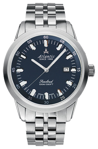 Atlantic Seacloud 73365.41.51 Atlantic Seacloud 73365.41.51Наручные часы<br>Швейцарские часы Atlantic Seacloud 73365.41.51 Часы входят в модельный ряд коллекции Seacloud. Это стильные мужские часы. Материал корпуса часов — сталь. В этих часах используется сапфировое стекло. Водозащита - 100 м. Основной цвет циферблата синий. Из основных функций на циферблате представлены: часы, минуты, секунды. В этих часах используются такие усложнения как дата, . Диаметр корпуса часов составляет 43мм.<br><br>Пол: Мужские<br>Страна-производитель: None<br>Механизм: Кварцевый<br>Материал корпуса: Сталь<br>Материал ремня/браслета: Сталь<br>Водозащита, диапазон: None<br>Стекло: Сапфировое<br>Толщина корпуса: 10<br>Стиль: Классика