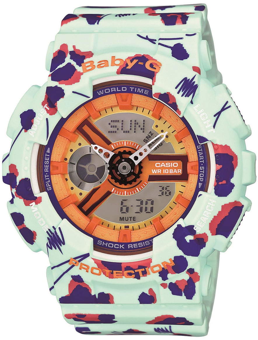 Casio Baby-G BA-110FL-3A Casio Baby-G BA-110FL-3AНаручные часы<br>Японские часы Casio Baby-G BA-110FL-3A<br><br>Пол: Женские<br>Страна-производитель: Япония<br>Механизм: Кварцевый<br>Материал корпуса: Пластик<br>Материал ремня/браслета: Каучук<br>Водозащита, диапазон: None<br>Стекло: Минеральное<br>Толщина корпуса: 15,8 мм<br>Стиль: None
