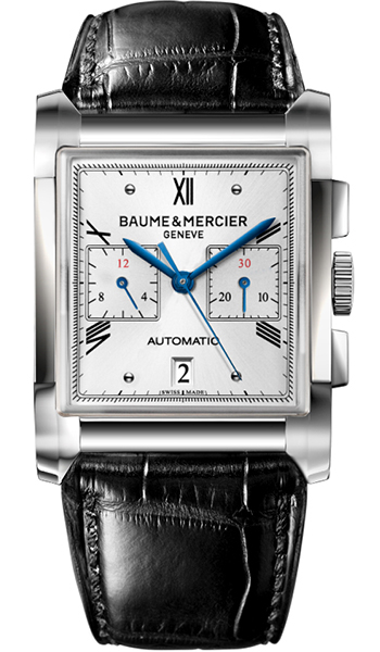 Baume&Mercier Hampton MOA10032 Baume&Mercier Hampton MOA10032Наручные часы<br>Швейцарские часы Baume&Mercier Hampton MOA10032 Часы входят в модельный ряд коллекции Hampton. Это модные мужские часы. Материал корпуса часов — сталь. Ремень — кожа аллигатора. В этой модели установлено сапфировое стекло. Часы этой модели обладают водозащитой 50 м. Основной цвет циферблата Серебристый. Из основных функций на циферблате представлены: часы, минуты, секунды. В этих часах используются такие усложнения как дата и хронограф. Размер данной модели 34х47мм.<br><br>Пол: Мужские<br>Страна-производитель: Швейцария<br>Механизм: Механический<br>Материал корпуса: Сталь<br>Материал ремня/браслета: Кожа<br>Водозащита, диапазон: None<br>Стекло: Сапфировое<br>Толщина корпуса: 13<br>Стиль: Классика