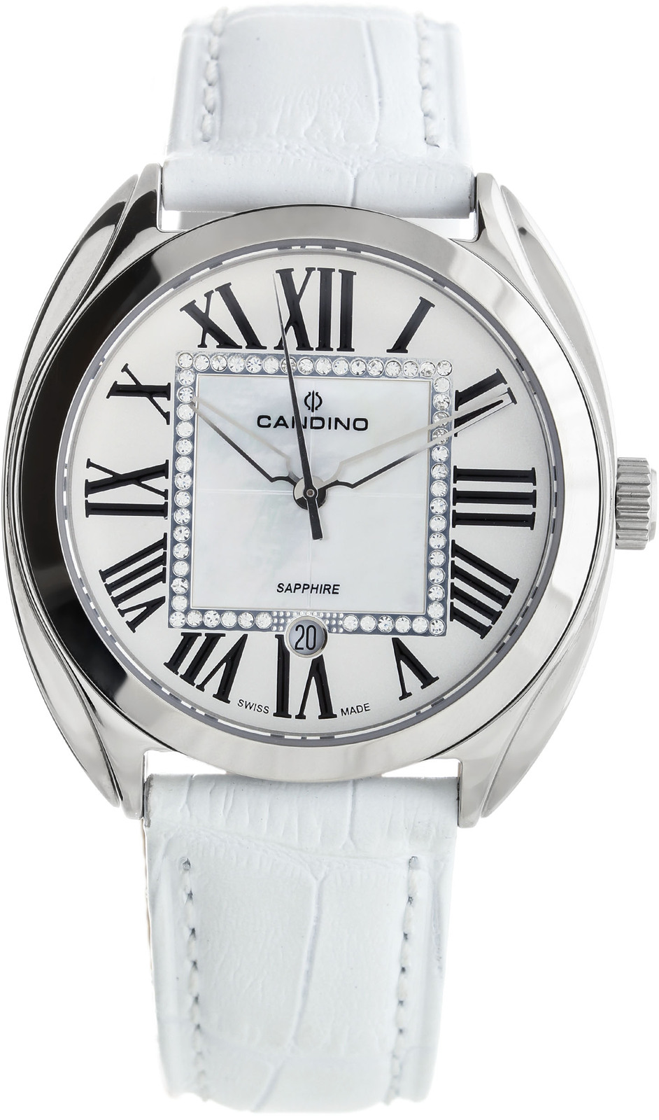 Candino Elegance C4463/1 Candino Elegance C4463/1Наручные часы<br>Швейцарские часы Candino Elegance C4463/1<br><br>Пол: Женские<br>Страна-производитель: Швейцария<br>Механизм: Кварцевый<br>Материал корпуса: Сталь<br>Материал ремня/браслета: Кожа<br>Водозащита, диапазон: 20 - 100 м<br>Стекло: Сапфировое<br>Толщина корпуса: 6 мм<br>Стиль: Классика