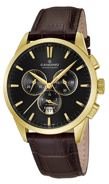 Candino Chronograph C4518/4 Candino Chronograph C4518/4Наручные часы<br>Швейцарские часы Candino Chronograph C4518/4<br><br>Пол: Мужские<br>Страна-производитель: Швейцария<br>Механизм: Кварцевый<br>Материал корпуса: Сталь<br>Материал ремня/браслета: Кожа<br>Водозащита, диапазон: 100 - 150 м<br>Стекло: Сапфировое<br>Толщина корпуса: 10 мм<br>Стиль: Классика