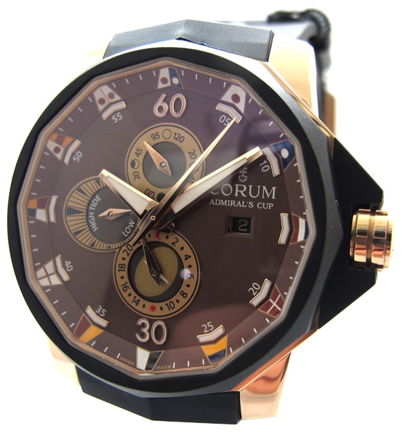 Corum Ad Cup Tides 277.931.91 / 0371 AG42 Corum Ad Cup Tides 277.931.91 / 0371 AG42Наручные часы<br>Мужские швейцарские часы Corum Ad Cup Tides 277.931.91 / 0371 AG4Механические часы с автоподзаводом. Двенадцатигранный корпус из 18К золота диаметром 48мм. Сапфировое стекло с двойным антибликовым покрытием. Водозащита до 300 м. Коричневый циферблат, украшенный морскими сигнальными флажками.Каучуковый ремешок с застежкой. <br><br>Пол: Мужские<br>Страна-производитель: Швейцария<br>Механизм: Механический<br>Материал корпуса: Золото<br>Материал ремня/браслета: Каучук<br>Водозащита, диапазон: 200 - 800 м<br>Стекло: Сапфировое<br>Толщина корпуса: 18 мм<br>Стиль: Классика