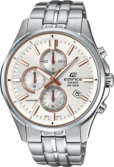 Casio Edifice EFB-530D-7A Casio Edifice EFB-530D-7AНаручные часы<br>Японские часы Casio Edifice EFB-530D-7A<br><br>Пол: Мужские<br>Страна-производитель: Япония<br>Механизм: Кварцевый<br>Материал корпуса: Сталь<br>Материал ремня/браслета: Сталь<br>Водозащита, диапазон: None<br>Стекло: Сапфировое<br>Толщина корпуса: 10,9мм<br>Стиль: None