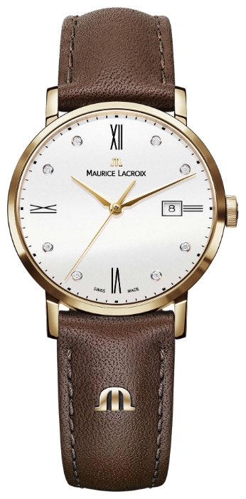 Maurice Lacroix EL1084-PVP01-150-2 Maurice Lacroix EL1084-PVP01-150-2Наручные часы<br>Швейцарские часы Maurice Lacroix Eliros Date EL1084-PVP01-150-2Представленная модель входит в коллекцию Eliros. Это женские часы. Материал корпуса часов — сталь с золотым PVD покрытием. Циферблат украшен бриллиантами и его защищает сапфировое стекло. Часы этой модели обладают водозащитой 30 м. В этих часах используются такие усложнения как дата. Диаметр корпуса 30 мм.<br><br>Пол: Женские<br>Страна-производитель: Швейцария<br>Механизм: Кварцевый<br>Материал корпуса: Сталь<br>Материал ремня/браслета: Кожа<br>Водозащита, диапазон: 20 - 100 м<br>Стекло: Сапфировое<br>Толщина корпуса: None<br>Стиль: Классика