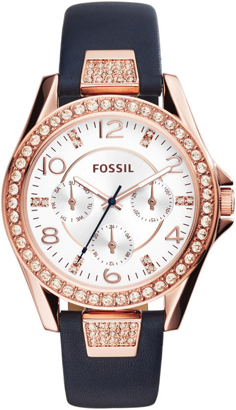 Fossil Riley ES3887 Fossil Riley ES3887Наручные часы<br>Американские часы Fossil Riley ES3887<br><br>Пол: Женские<br>Страна-производитель: США<br>Механизм: Кварцевый<br>Материал корпуса: Сталь<br>Материал ремня/браслета: Кожа<br>Водозащита, диапазон: None<br>Стекло: Минеральное<br>Толщина корпуса: 11 мм<br>Стиль: None