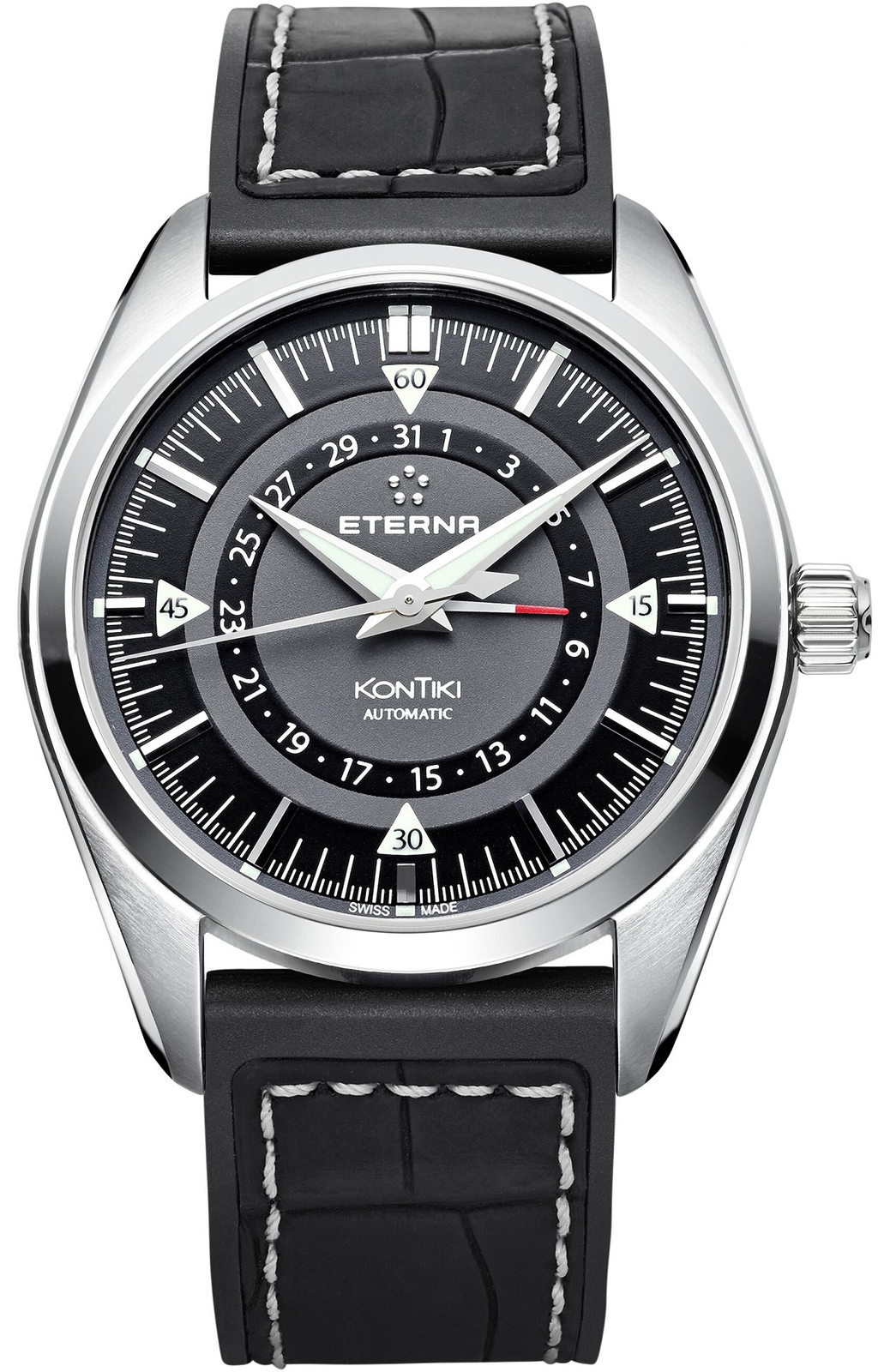 Eterna Adventure 1598.41.41.1305 Eterna Adventure 1598.41.41.1305Наручные часы<br>Швейцарские часы Eterna Adventure 1598.41.41.1305<br><br>Пол: Мужские<br>Страна-производитель: Швейцария<br>Механизм: Механический<br>Материал корпуса: Сталь<br>Материал ремня/браслета: Кожа<br>Водозащита, диапазон: 200 - 800 м<br>Стекло: Сапфировое<br>Толщина корпуса: 13 мм<br>Стиль: Классика