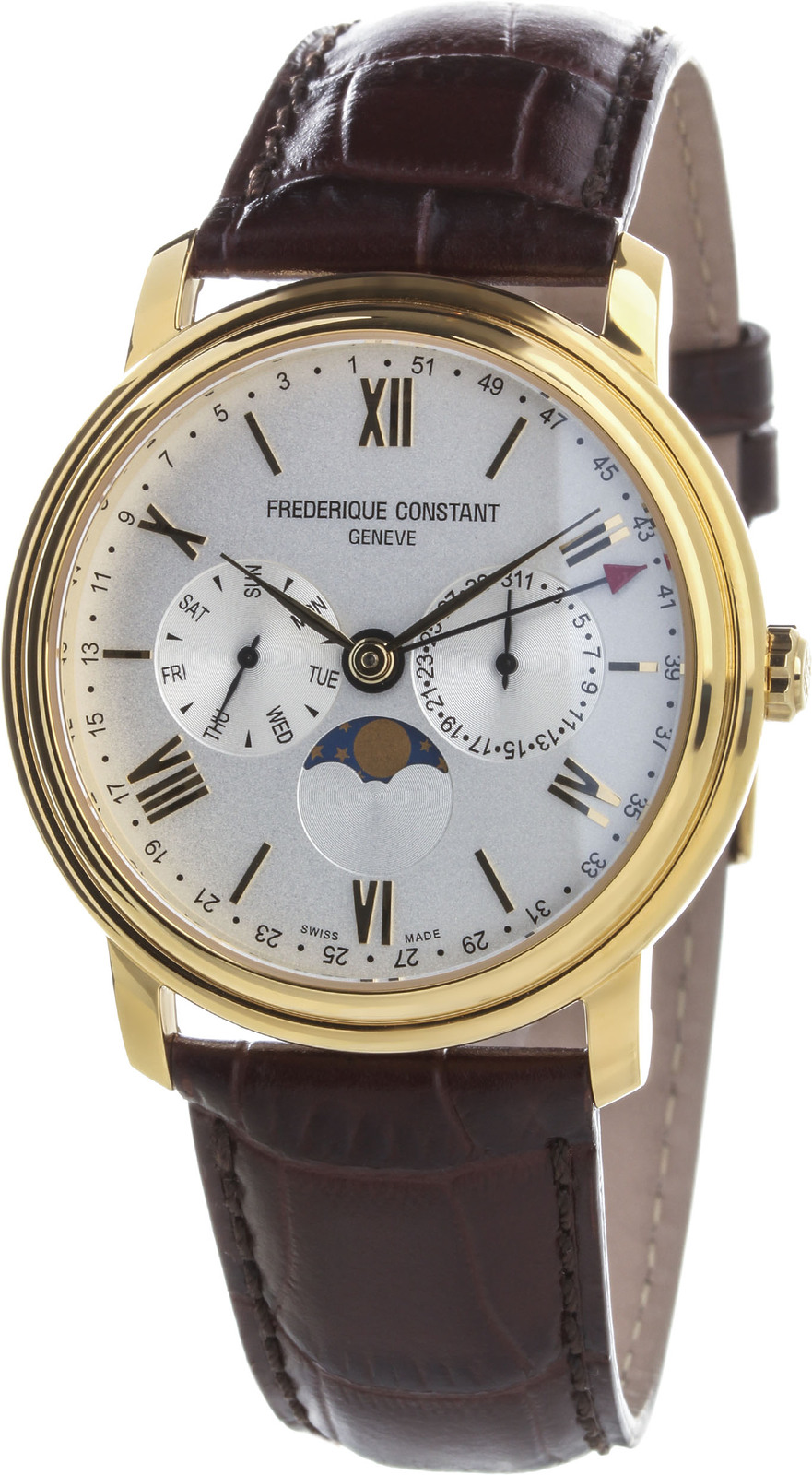Frederique Constant Persuasion FC-270SW4P5 Frederique Constant Persuasion FC-270SW4P5Наручные часы<br>Швейцарские часы Frederique Constant Persuasion FC-270SW4P5<br><br>Пол: Мужские<br>Страна-производитель: Швейцария<br>Механизм: Кварцевый<br>Материал корпуса: Сталь<br>Материал ремня/браслета: Кожа<br>Водозащита, диапазон: 20 - 100 м<br>Стекло: Сапфировое<br>Толщина корпуса: 10 мм<br>Стиль: Классика