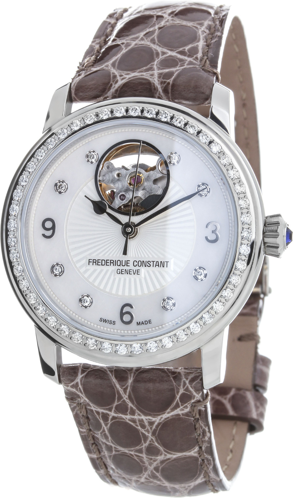 Frederique Constant Heart Beat Automatic FC-310HBAD2PD6 Frederique Constant Heart Beat Automatic FC-310HBAD2PD6Наручные часы<br>Швейцарские часы Frederique Constant Heart Beat Automatic FC-310HBAD2PD6Модель входит в коллекцию Heart Beat. Это стильные женские часы. Механизм - механический с системой автоподзавода (открытый баланс). Материал корпуса часов — сталь. Циферблат и безель украшены бриллиантами. Водозащита 60 м.<br><br>Пол: Женские<br>Страна-производитель: Швейцария<br>Механизм: Механический<br>Материал корпуса: Сталь<br>Материал ремня/браслета: Кожа<br>Водозащита, диапазон: 30 - 60 м<br>Стекло: Сапфировое<br>Толщина корпуса: 9,9 мм<br>Стиль: Классика