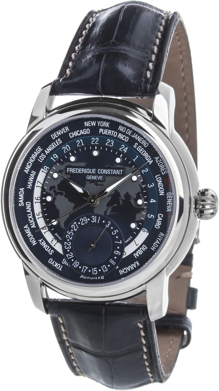 Frederique Constant Manufacture Worldtimer FC-718NWM4H6 Frederique Constant Manufacture Worldtimer FC-718NWM4H6Наручные часы<br>Швейцарские час Frederique Constant Manufacture Worldtimer FC-718NWM4H6<br><br>Пол: Мужские<br>Страна-производитель: Швейцария<br>Механизм: Механический<br>Материал корпуса: Сталь<br>Материал ремня/браслета: Кожа<br>Водозащита, диапазон: 20 - 100 м<br>Стекло: Сапфировое<br>Толщина корпуса: 12 мм<br>Стиль: Классика